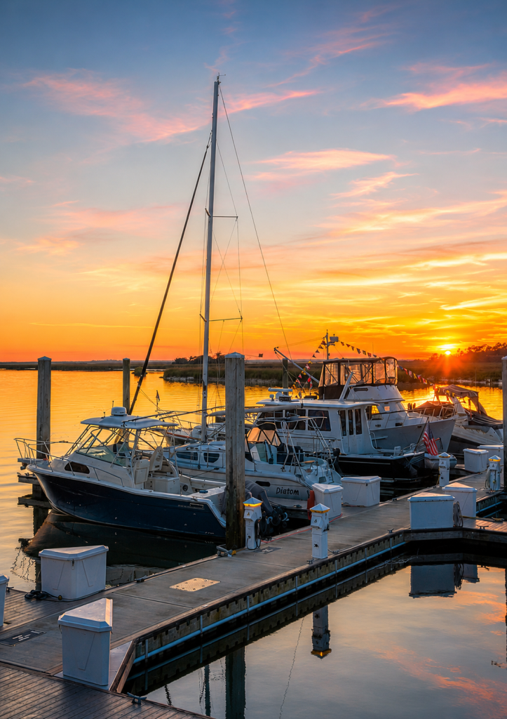Delegal Marina at Sunset at The Landings on Skidaway Island